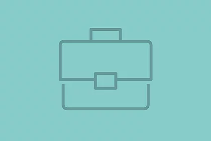 Briefcase icon on a teal background.