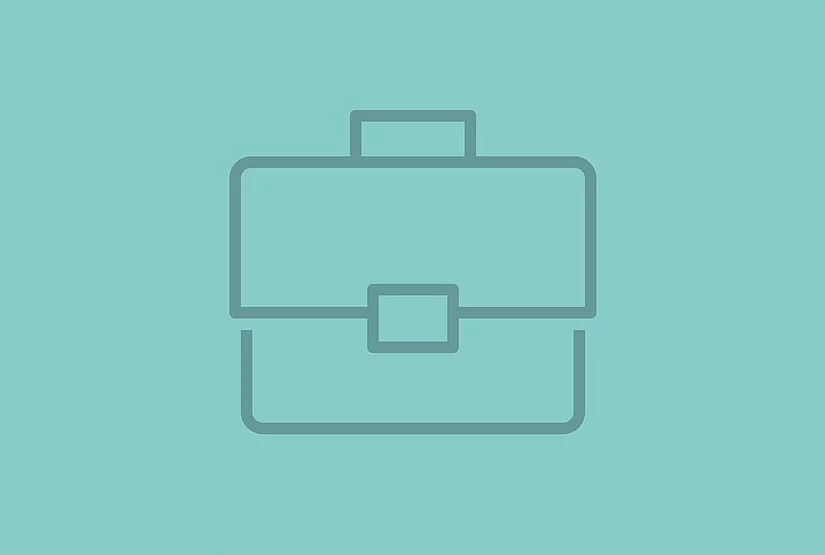 Briefcase icon on a teal background.