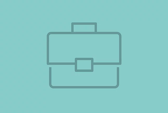 Briefcase icon on a teal background.